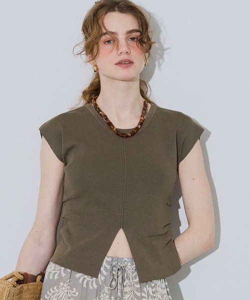 coca(coca)(コカ)の「フロントスリットニット(ニット/セーター・レディース・グレー/ブラック/カーキ・S/L/M)」の9枚目の写真