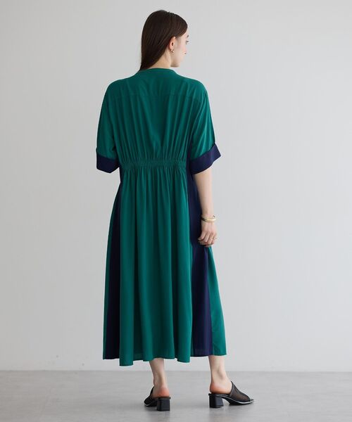 Editt by YECCA VECCA（エディットバイイェッカヴェッカ）の「ギャザー配色ワンピース（ワンピース・レディース・ブラック/グリーン/カーキ・FREE）」の20枚目の写真