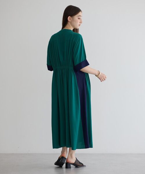 Editt by YECCA VECCA（エディットバイイェッカヴェッカ）の「ギャザー配色ワンピース（ワンピース・レディース・ブラック/グリーン/カーキ・FREE）」の21枚目の写真