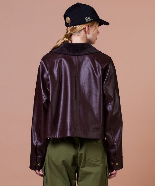 DOUBLE STANDARD CLOTHING（ダブルスタンダードクロージング）の「ワックスヴィンテージジョーゼット ショートブルゾン（ブルゾン・レディース・ブラウン・38/36）」の9枚目の写真