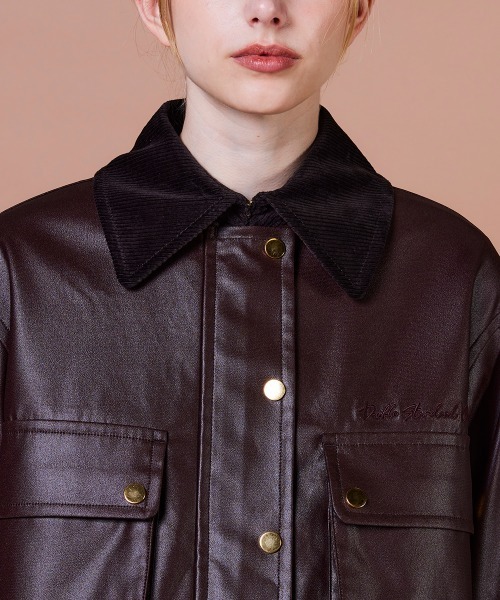 DOUBLE STANDARD CLOTHING（ダブルスタンダードクロージング）の「ワックスヴィンテージジョーゼット ショートブルゾン（ブルゾン・レディース・ブラウン・38/36）」の10枚目の写真