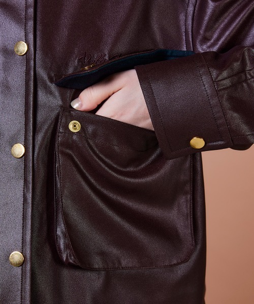 DOUBLE STANDARD CLOTHING（ダブルスタンダードクロージング）の「ワックスヴィンテージジョーゼット ショートブルゾン（ブルゾン・レディース・ブラウン・38/36）」の13枚目の写真