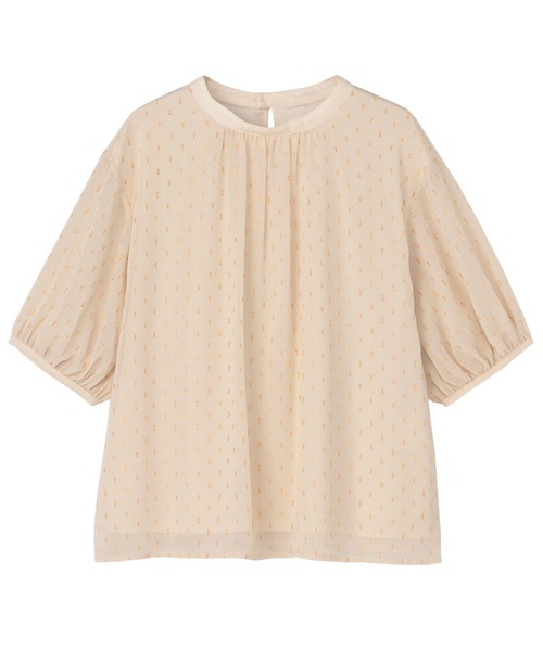 TOKYO SHIRTS(トウキョウシャツ)の「袖シアー ラメカットドビーブラウス 五分袖(シャツ/ブラウス・レディース・ブラック/ベージュ・L/M)」の1枚目の写真