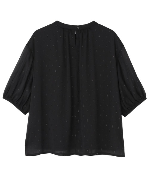 TOKYO SHIRTS(トウキョウシャツ)の「袖シアー ラメカットドビーブラウス 五分袖(シャツ/ブラウス・レディース・ブラック/ベージュ・L/M)」の3枚目の写真