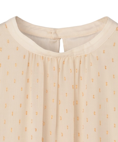 TOKYO SHIRTS(トウキョウシャツ)の「袖シアー ラメカットドビーブラウス 五分袖(シャツ/ブラウス・レディース・ブラック/ベージュ・L/M)」の9枚目の写真