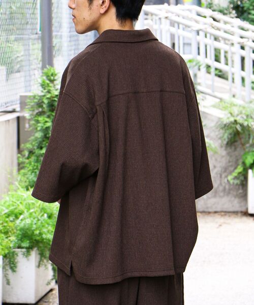 CRAFT STANDARD BOUTIQUE(クラフトスタンダードブティック)の「接触冷感/イージーケア ボンディング楊柳オープンカラーシャツ(シャツ/ブラウス・メンズ・ブラウン/ブラック・S/M/L)」の11枚目の写真