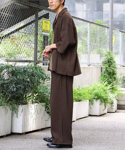 CRAFT STANDARD BOUTIQUE(クラフトスタンダードブティック)の「接触冷感/イージーケア ボンディング楊柳オープンカラーシャツ(シャツ/ブラウス・メンズ・ブラウン/ブラック・S/M/L)」の13枚目の写真