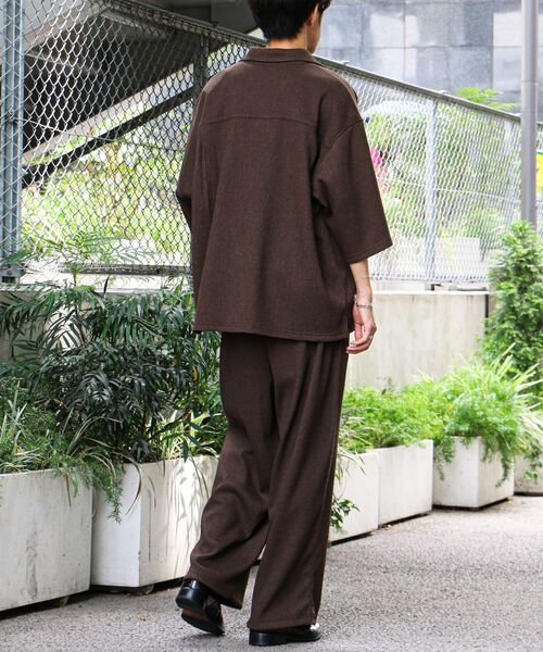 CRAFT STANDARD BOUTIQUE(クラフトスタンダードブティック)の「接触冷感/イージーケア ボンディング楊柳オープンカラーシャツ(シャツ/ブラウス・メンズ・ブラウン/ブラック・S/M/L)」の14枚目の写真