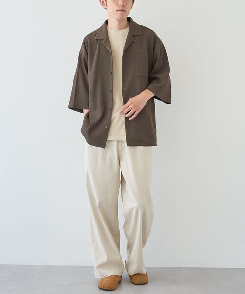 CRAFT STANDARD BOUTIQUE(クラフトスタンダードブティック)の「接触冷感/イージーケア ボンディング楊柳オープンカラーシャツ(シャツ/ブラウス・メンズ・ブラウン/ブラック・S/M/L)」の15枚目の写真