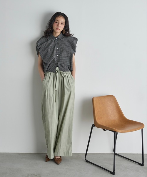 パフショルダークロップドチェックシャツ