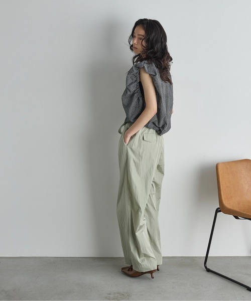 パフショルダークロップドチェックシャツ