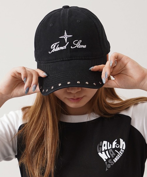girlish キャップ スタッズ使い カーブキャップ / Studded Curved Cap（キャップ