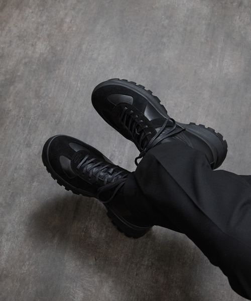 PADRONE（パドローネ）の「PADRONE パドローネ / GERMAN TRAINER BOOTS 884C Vibram ビブラムソールミドルカットジャーマントレーナー / PU8840-1105（スニーカー・メンズ・ブラック系その他/ブラック・40/41/42/43）」の6枚目の写真