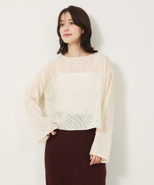 abahouse mavie(アバハウスマヴィ)の「シアージャガードブラウス(シャツ/ブラウス・レディース・ブラック/オフホワイト/グレイッシュブルー・フリー)」の7枚目の写真