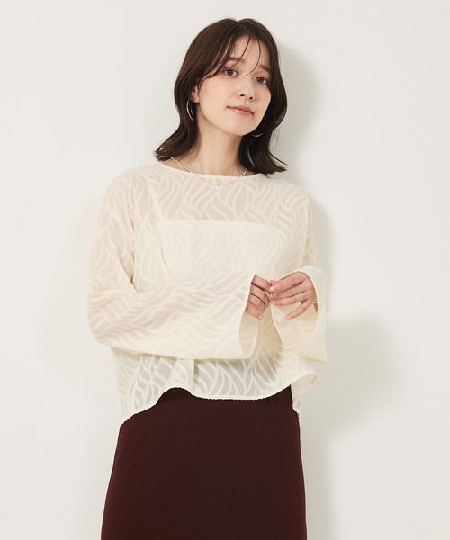 abahouse mavie(アバハウスマヴィ)の「シアージャガードブラウス(シャツ/ブラウス・レディース・ブラック/オフホワイト/グレイッシュブルー・フリー)」の8枚目の写真