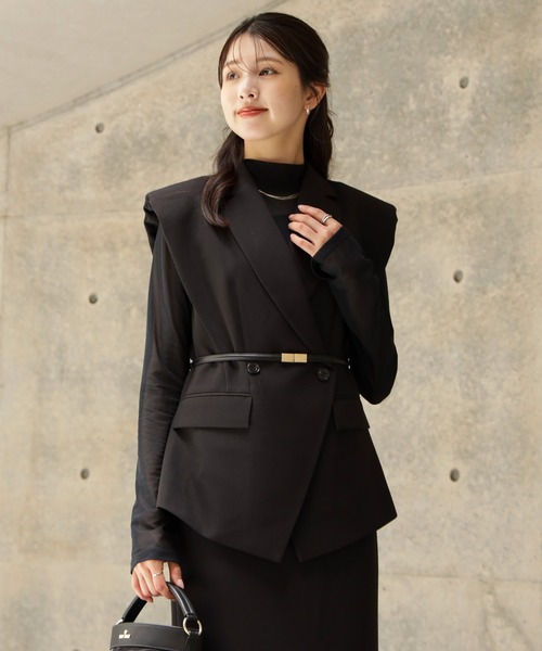 DRESS PLUS（ドレスプラス）の「ジャケット風に羽織れてジレベスト（ベスト・レディース・ホワイト/ベージュ/ブラック・M/S）」の6枚目の写真