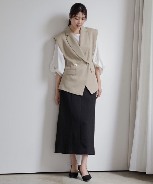 DRESS PLUS（ドレスプラス）の「ジャケット風に羽織れてジレベスト（ベスト・レディース・ホワイト/ベージュ/ブラック・M/S）」の9枚目の写真
