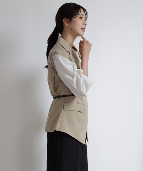 DRESS PLUS（ドレスプラス）の「ジャケット風に羽織れてジレベスト（ベスト・レディース・ホワイト/ベージュ/ブラック・M/S）」の10枚目の写真