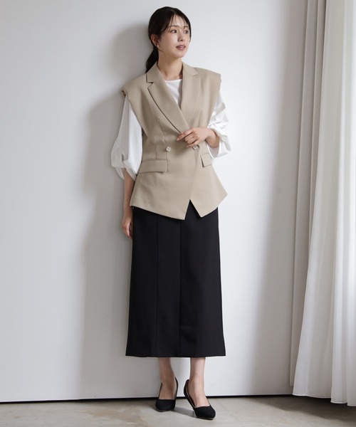 DRESS PLUS（ドレスプラス）の「ジャケット風に羽織れてジレベスト（ベスト・レディース・ホワイト/ベージュ/ブラック・M/S）」の14枚目の写真