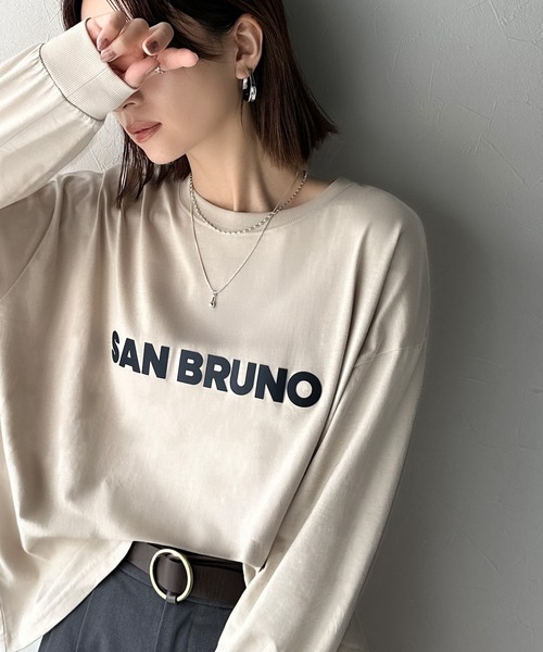 classicalelf（クラシカルエルフ）の「立体ロゴが主役！デイリーに活躍する大人カジュアルT。綿100％英字ロゴロンT（Tシャツ/カットソー・レディース・ブラウン/ブラック/アイボリー/ベージュ/チャコール/オフホワイト・LARGE/MEDIUM/SMALL/X-LARGE）」の6枚目の写真