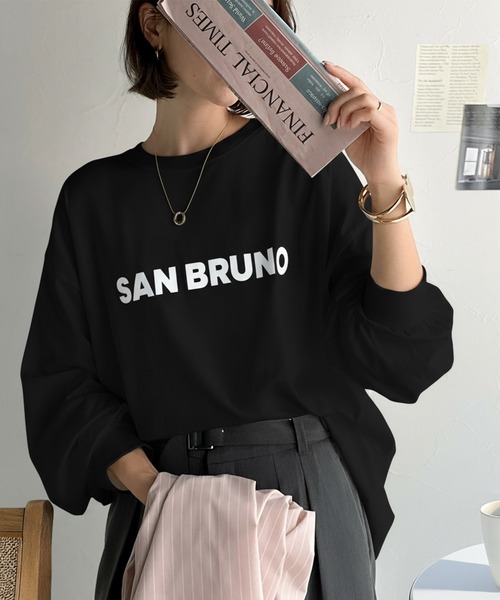 classicalelf（クラシカルエルフ）の「立体ロゴが主役！デイリーに活躍する大人カジュアルT。綿100％英字ロゴロンT（Tシャツ/カットソー・レディース・ブラウン/ブラック/アイボリー/ベージュ/チャコール/オフホワイト・LARGE/MEDIUM/SMALL/X-LARGE）」の3枚目の写真