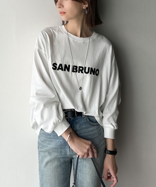 classicalelf（クラシカルエルフ）の「立体ロゴが主役！デイリーに活躍する大人カジュアルT。綿100％英字ロゴロンT（Tシャツ/カットソー・レディース・ブラウン/ブラック/アイボリー/ベージュ/チャコール/オフホワイト・LARGE/MEDIUM/SMALL/X-LARGE）」の17枚目の写真