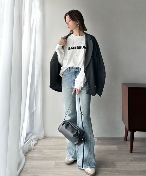 classicalelf（クラシカルエルフ）の「立体ロゴが主役！デイリーに活躍する大人カジュアルT。綿100％英字ロゴロンT（Tシャツ/カットソー・レディース・ブラウン/ブラック/アイボリー/ベージュ/チャコール/オフホワイト・LARGE/MEDIUM/SMALL/X-LARGE）」の19枚目の写真