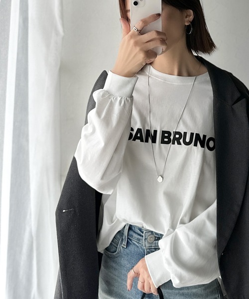 classicalelf（クラシカルエルフ）の「立体ロゴが主役！デイリーに活躍する大人カジュアルT。綿100％英字ロゴロンT（Tシャツ/カットソー・レディース・ブラウン/ブラック/アイボリー/ベージュ/チャコール/オフホワイト・LARGE/MEDIUM/SMALL/X-LARGE）」の15枚目の写真