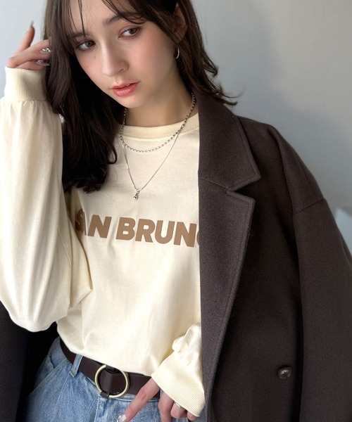 classicalelf（クラシカルエルフ）の「立体ロゴが主役！デイリーに活躍する大人カジュアルT。綿100％英字ロゴロンT（Tシャツ/カットソー・レディース・ブラウン/ブラック/アイボリー/ベージュ/チャコール/オフホワイト・LARGE/MEDIUM/SMALL/X-LARGE）」の7枚目の写真