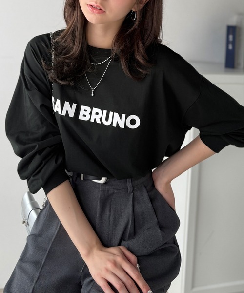 classicalelf（クラシカルエルフ）の「立体ロゴが主役！デイリーに活躍する大人カジュアルT。綿100％英字ロゴロンT（Tシャツ/カットソー・レディース・ブラウン/ブラック/アイボリー/ベージュ/チャコール/オフホワイト・LARGE/MEDIUM/SMALL/X-LARGE）」の8枚目の写真