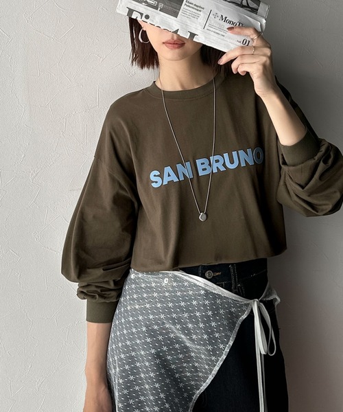 classicalelf（クラシカルエルフ）の「立体ロゴが主役！デイリーに活躍する大人カジュアルT。綿100％英字ロゴロンT（Tシャツ/カットソー・レディース・ブラウン/ブラック/アイボリー/ベージュ/チャコール/オフホワイト・LARGE/MEDIUM/SMALL/X-LARGE）」の9枚目の写真