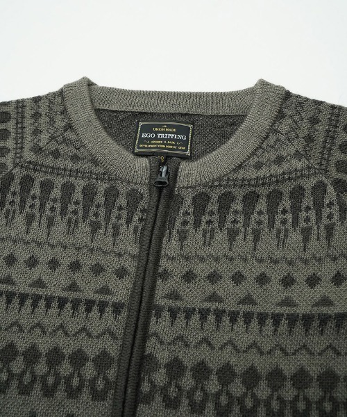 EGO TRIPPING（エゴトリッピング）の「mcg3679-ARROWKNIT ニットカーディガン（カーディガン/ボレロ・メンズ・グレー系その他/チャコールグレー×ブラック/ネイビー系/ブラック系その他・46/48）」の22枚目の写真