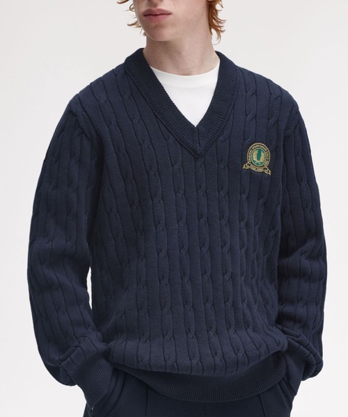 Tennis Badge Cable Knit Jumper／テニスバッジケーブルニット（ニット