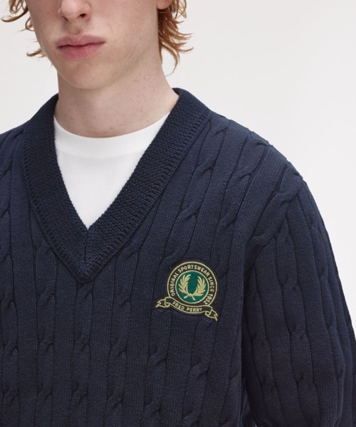 セール】Tennis Badge Cable Knit Jumper／テニスバッジケーブルニット