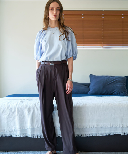 qualite（カリテ）の「タフタスリーブプルオーバー/オフィスカジュアル/夏服/パフスリーブ（Tシャツ/カットソー・レディース・オフホワイト/サックスブルー/ブラック・フリー）」の17枚目の写真