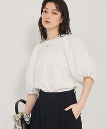 qualite | タフタスリーブプルオーバー/オフィスカジュアル/夏服/パフスリーブ(Tシャツ/カットソー)
