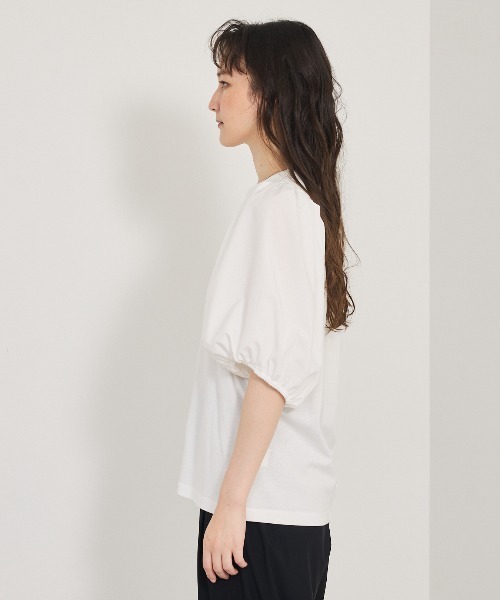 tシャツ タフタスリーブプルオーバー/オフィスカジュアル/夏服/パフスリーブ レディース qualite（カリテ）の「タフタスリーブプルオーバー/オフィス