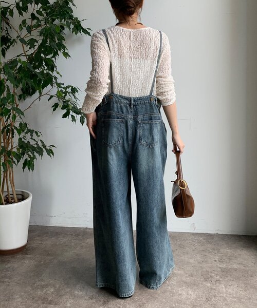 DouDou（ドゥドゥ）の「【WEB限定】 デニムオールインワン（つなぎ/オールインワン・レディース・ネイビー/ブルー・FREE）」の6枚目の写真