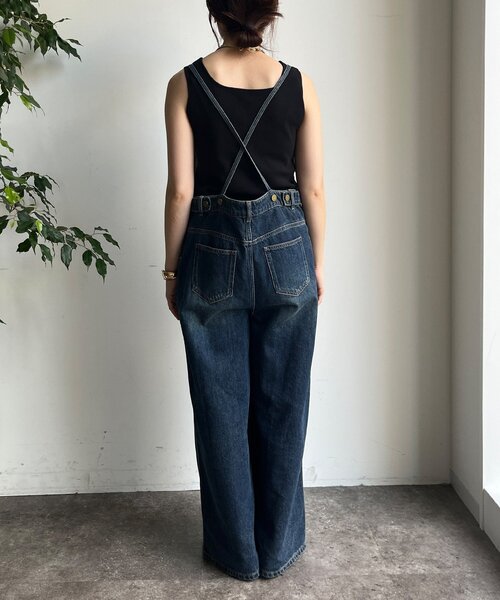 Dou Dou デニム オールインワン DouDou オールインワン ソフトタッチデニムオールインワン