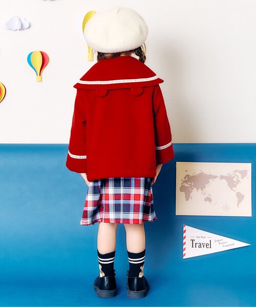 apres les cours（アプレレクール）の「tiny bear セーラーコート（ダッフルコート・キッズ・ネイビー/レッド・90/80/120/110/100）」の10枚目の写真