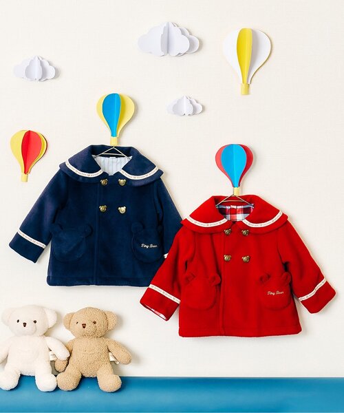 apres les cours（アプレレクール）の「tiny bear セーラーコート（ダッフルコート・キッズ・ネイビー/レッド・90/80/120/110/100）」の12枚目の写真