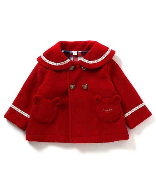 apres les cours（アプレレクール）の「tiny bear セーラーコート（ダッフルコート・キッズ・ネイビー/レッド・90/80/120/110/100）」の7枚目の写真