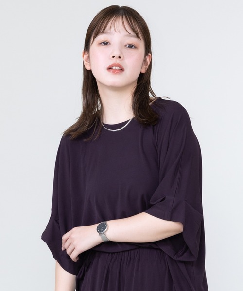 meeny miny（ミーニーマイニー）の「【meeny miny】とろみ～Tシャツ（Tシャツ/カットソー・レディース・パープル/ブラック/グレー・S-M/M-L）」の3枚目の写真