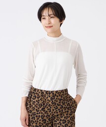 【ウォッシャブル】シアーラメジャージーハイネックカットソー