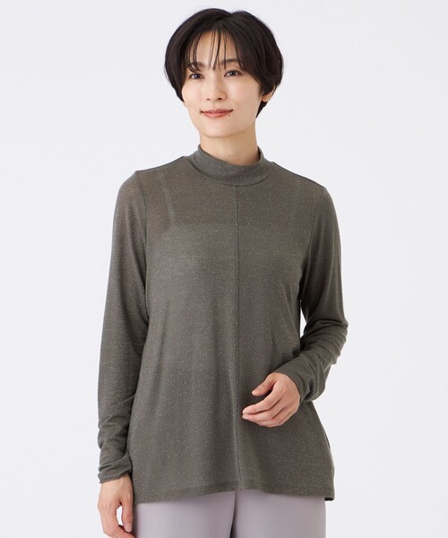 EVEX by KRIZIA（エヴェックスバイクリツィア）の「【ウォッシャブル】シアーラメジャージーハイネックカットソー（Tシャツ/カットソー・レディース・オフホワイト/チャコールグレー・40）」の2枚目の写真