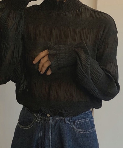 cammie(キャミー)の「楊柳シフォントップス(シャツ/ブラウス・レディース・アイボリー/ブラック/ブラウン・MEDIUM/LARGE)」の7枚目の写真
