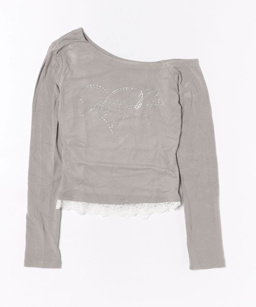 WEGO(ウィゴー)の「WEGO/ラインストーンオフショル裾レースタイトロンT/トップス(Tシャツ/カットソー・レディース・ブラック/ブラウン・SMALL/MEDIUM)」の13枚目の写真