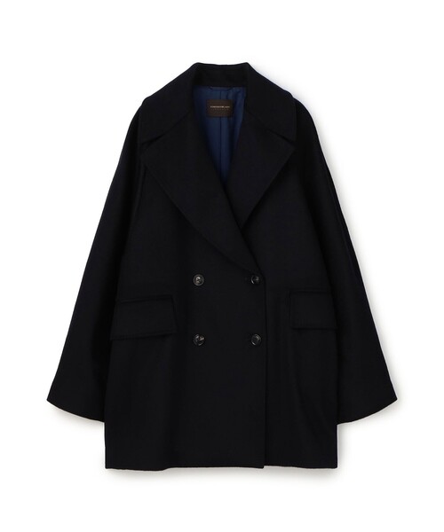 ウェービーカシミヤ ラグランショートコート（ピーコート