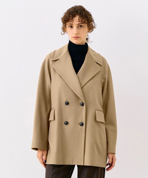 TOMORROWLAND collection(トゥモローランドコレクション)の「ウェービーカシミヤ ラグランショートコート(ピーコート・レディース・ダークブラウン/ネイビー/キャメル・36/34)」の19枚目の写真
