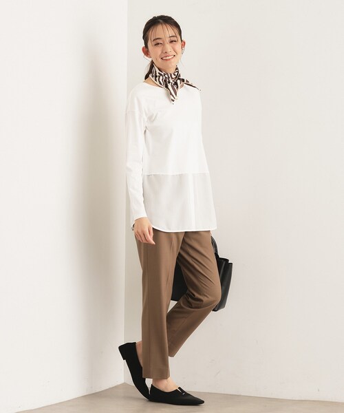 INDIVI(インディヴィ)の「【コットン】シャツ切り替えカットソー(Tシャツ/カットソー・レディース・ブラック/オフホワイト/グリーン/ホワイト系7・19/15 /13/05/38/34)」の13枚目の写真